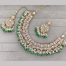 Rajwadi Collection Premium Pota Stone And Pearl Necklace Set
