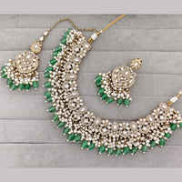 Rajwadi Collection Premium Pota Stone And Pearl Necklace Set