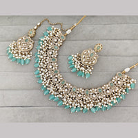 Rajwadi Collection Premium Pota Stone And Pearl Necklace Set