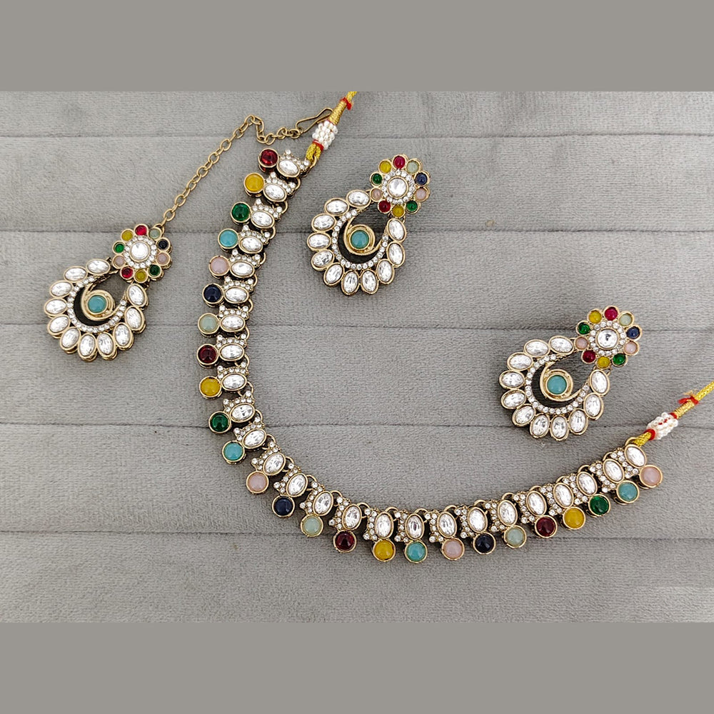 Rajwadi Collection Premium Pota Stone Necklace Set