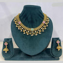 Rajwadi Collection Premium Pota Stone And Pearl Necklace Set