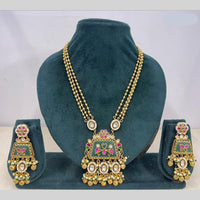 Rajwadi Collection Premium Pota Stone And Pearl Necklace Set