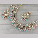 Rajwadi Collection Premium Pota Stone And Pearl Necklace Set