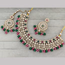 Rajwadi Collection Premium Pota Stone And Pearl Necklace Set