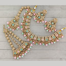 Rajwadi Collection Premium Pota Stone And Pearl Necklace Set