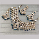 Rajwadi Collection Premium Pota Stone And Pearl Necklace Set