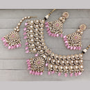 Rajwadi Collection Premium Pota Stone And Pearl Necklace Set