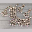 Rajwadi Collection Premium Pota Stone And Pearl Necklace Set