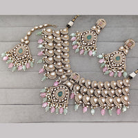 Rajwadi Collection Premium Pota Stone And Pearl Necklace Set