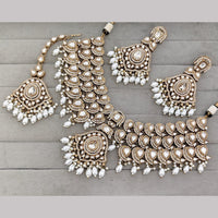 Rajwadi Collection Premium Pota Stone And Pearl Necklace Set