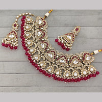 Rajwadi Collection Premium Pota Stone And Pearl Necklace Set