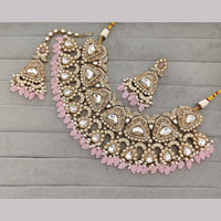 Rajwadi Collection Premium Pota Stone And Pearl Necklace Set