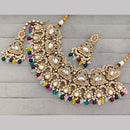 Rajwadi Collection Premium Pota Stone And Pearl Necklace Set