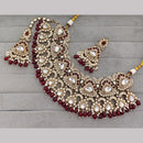 Rajwadi Collection Premium Pota Stone And Pearl Necklace Set