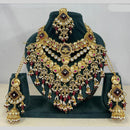 Rajwadi Collection Premium Pota Stone And Pearl Necklace Set