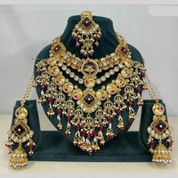 Rajwadi Collection Premium Pota Stone And Pearl Necklace Set