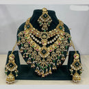 Rajwadi Collection Premium Pota Stone And Pearl Necklace Set