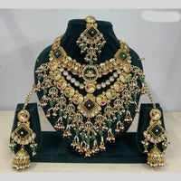 Rajwadi Collection Premium Pota Stone And Pearl Necklace Set