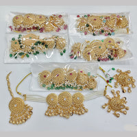 Rajwadi Collection Premium Pota Stone And Pearl Choker Necklace Set