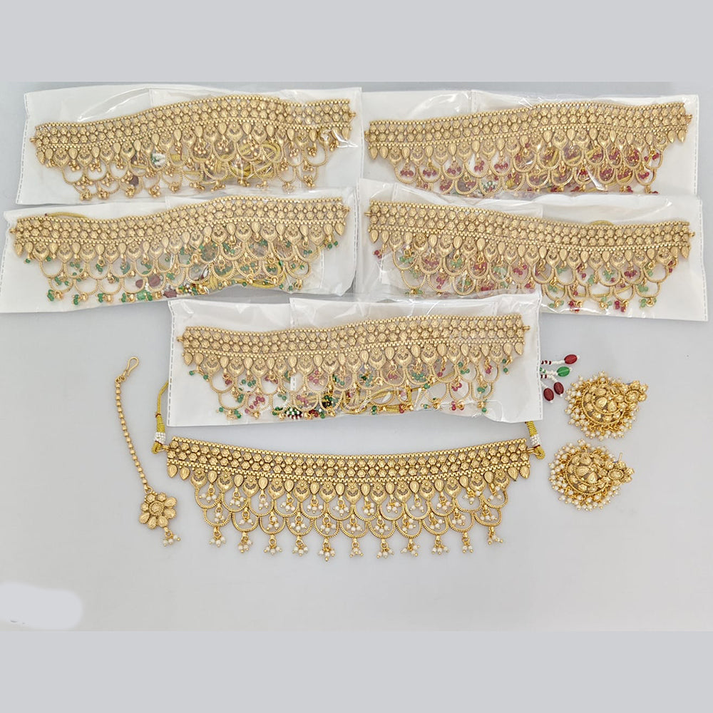 Rajwadi Collection Premium Pearl Choker Necklace Set