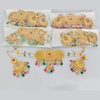 Rajwadi Collection Premium Pota Stone And Pearl Choker Necklace Set