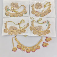Rajwadi Collection Premium Pota Stone And Pearl Necklace Set