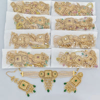 Rajwadi Collection Premium Pota Stone And Pearl Choker Necklace Set