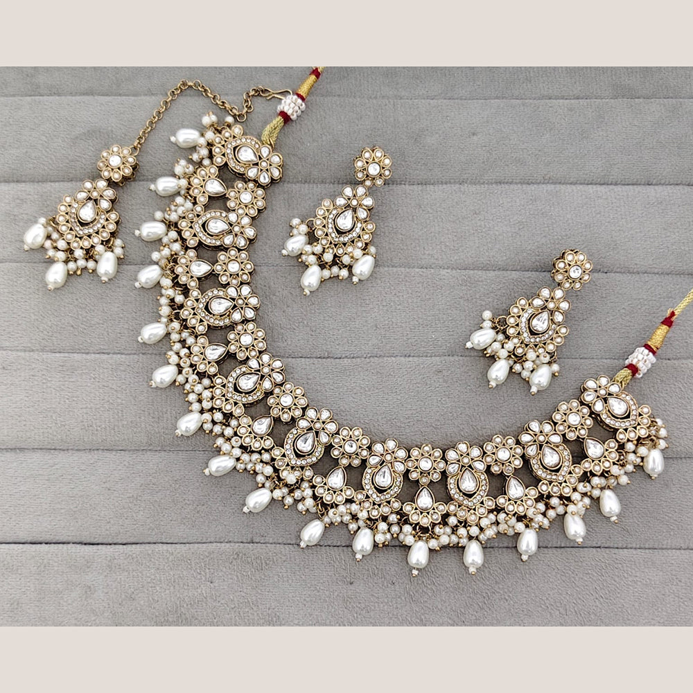 Rajwadi Collection Designer Pota Stone And Austrian Stone Beads Necklace Set