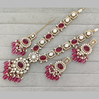 Rajwadi Collection Designer Pota Stone And Austrian Stone Beads Necklace Set