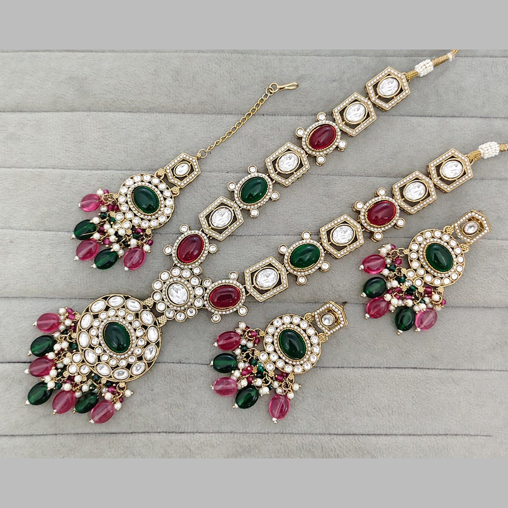 Rajwadi Collection Designer Pota Stone And Austrian Stone Beads Necklace Set