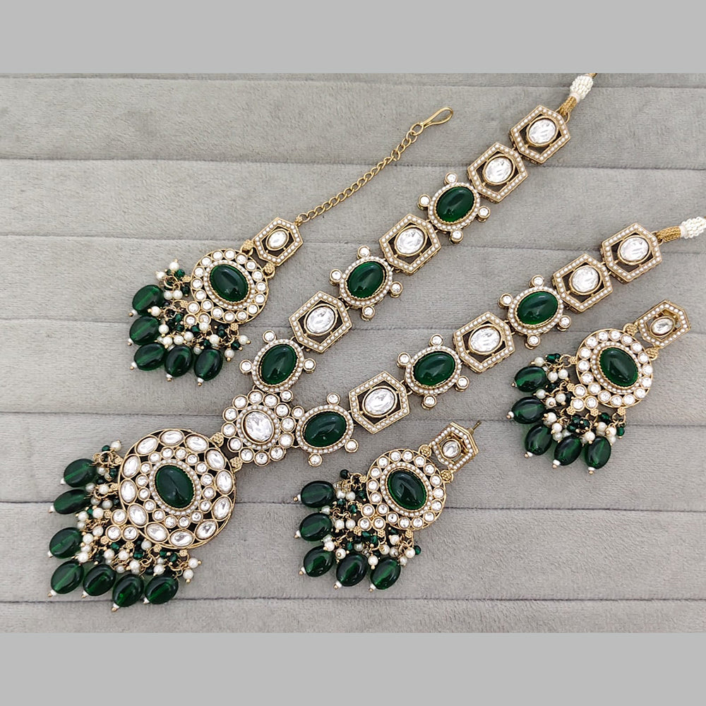 Rajwadi Collection Designer Pota Stone And Austrian Stone Beads Necklace Set