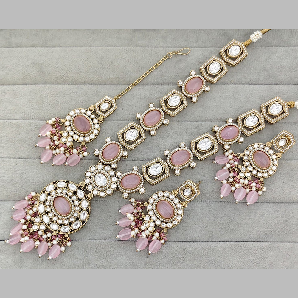 Rajwadi Collection Designer Pota Stone And Austrian Stone Beads Necklace Set
