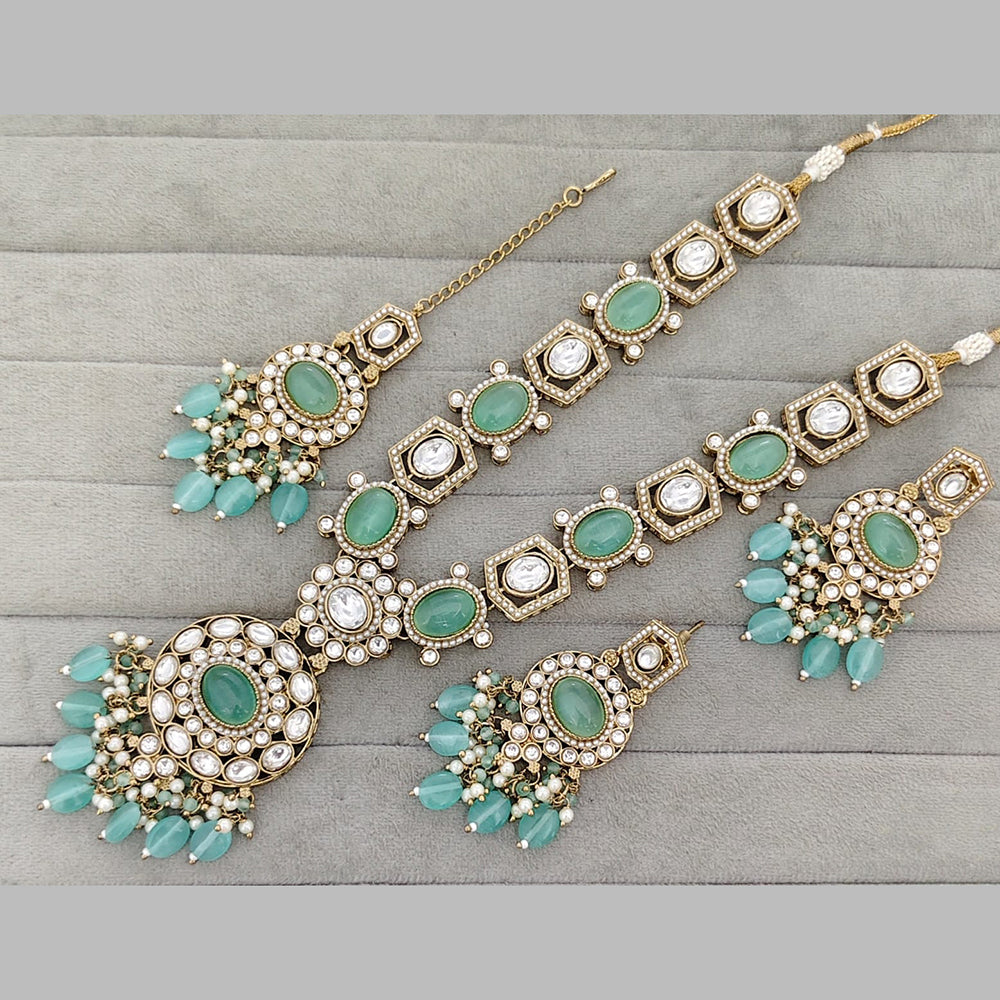 Rajwadi Collection Designer Pota Stone And Austrian Stone Beads Necklace Set