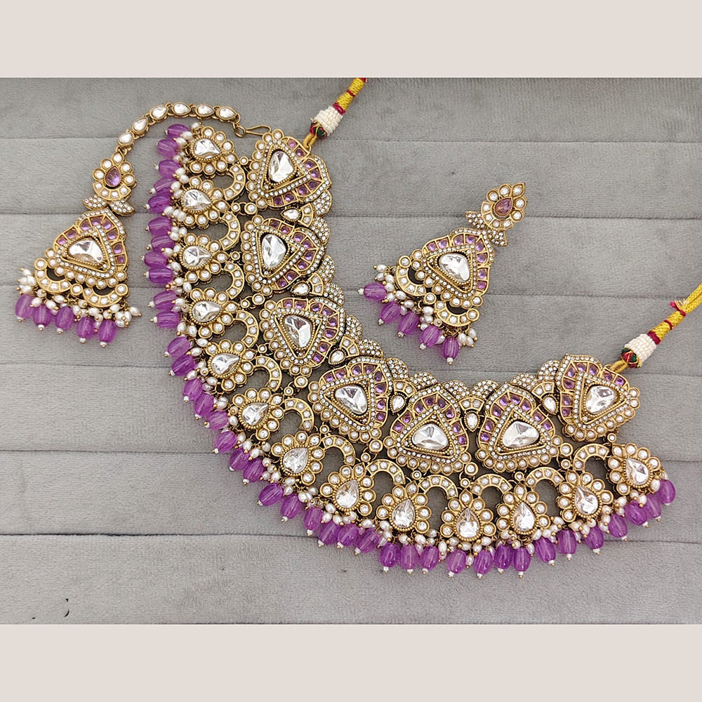 Rajwadi Collection Designer Pota Stone And Austrian Stone Beads Necklace Set