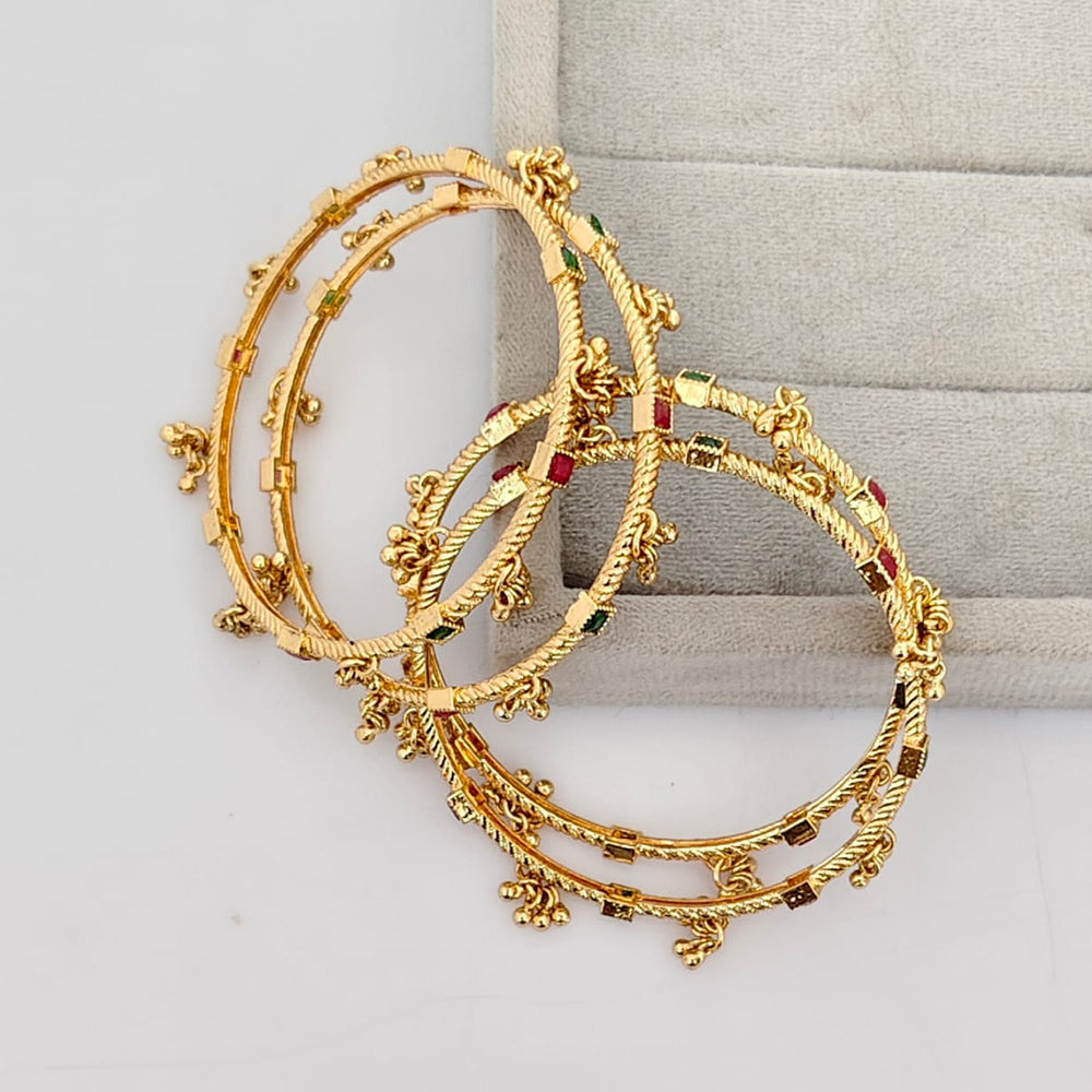 Rajwadi Collection Premium Pota Stone And Pearl Bangles Set