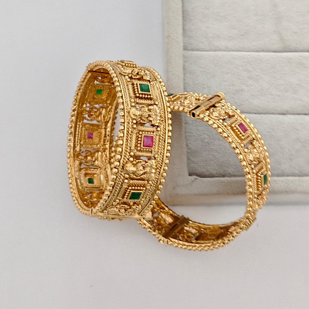 Rajwadi Collection Premium Pota Stone Openable Bangles Set