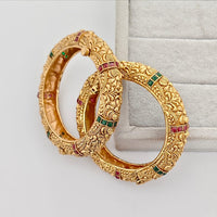 Rajwadi Collection Premium Pota Stone Openable Bangles Set