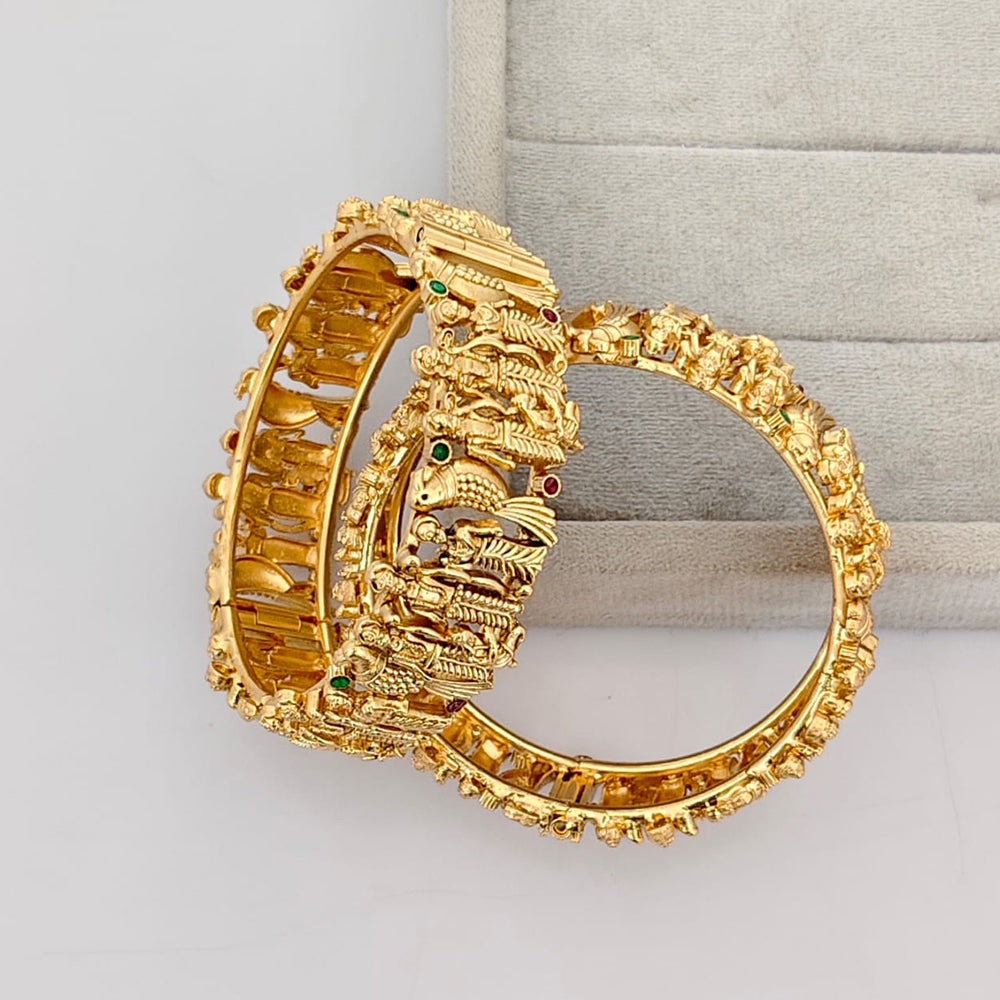 Rajwadi Collection Premium Pota Stone Openable Bangles Set
