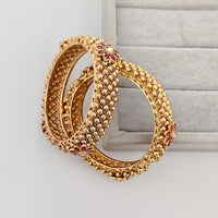 Rajwadi Collection Premium Pota Stone Openable Bangles Set