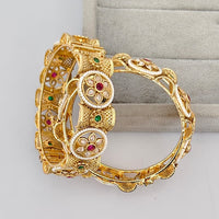 Rajwadi Collection Premium Pota Stone And Pearl Openable Bangles Set