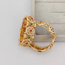 Rajwadi Collection Premium Pota Stone And Pearl Openable Bangles Set