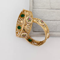 Rajwadi Collection Premium Pota Stone And Pearl Openable Bangles Set