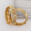 Rajwadi Collection Premium Pota Stone And Pearl Openable Bangles Set