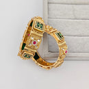 Rajwadi Collection Premium Pota Stone And Pearl Openable Bangles Set