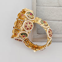 Rajwadi Collection Premium Pota Stone And Pearl Openable Bangles Set