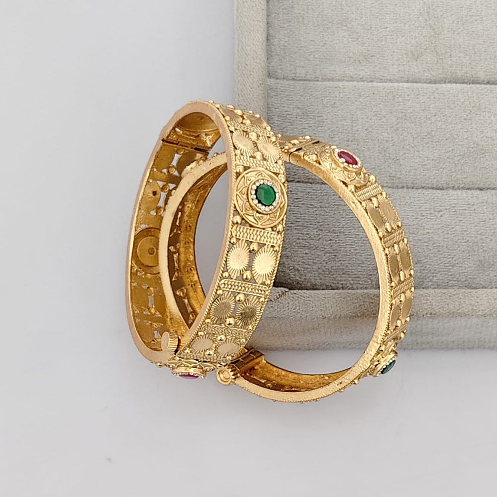 Rajwadi Collection Premium Pota Stone Openable Bangles Set