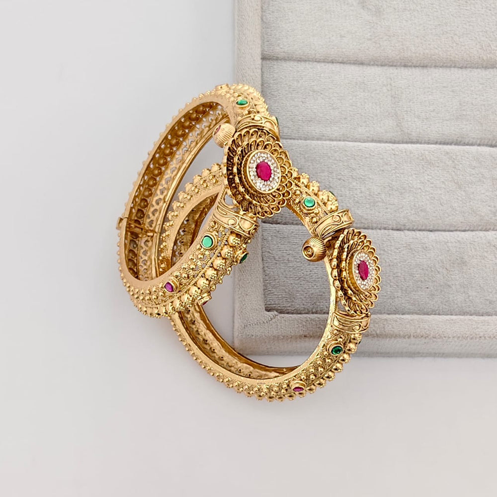 Rajwadi Collection Premium Pota Stone Openable Bangles Set