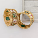 Rajwadi Collection Premium Pota Stone And Pearl Openable Bangles Set