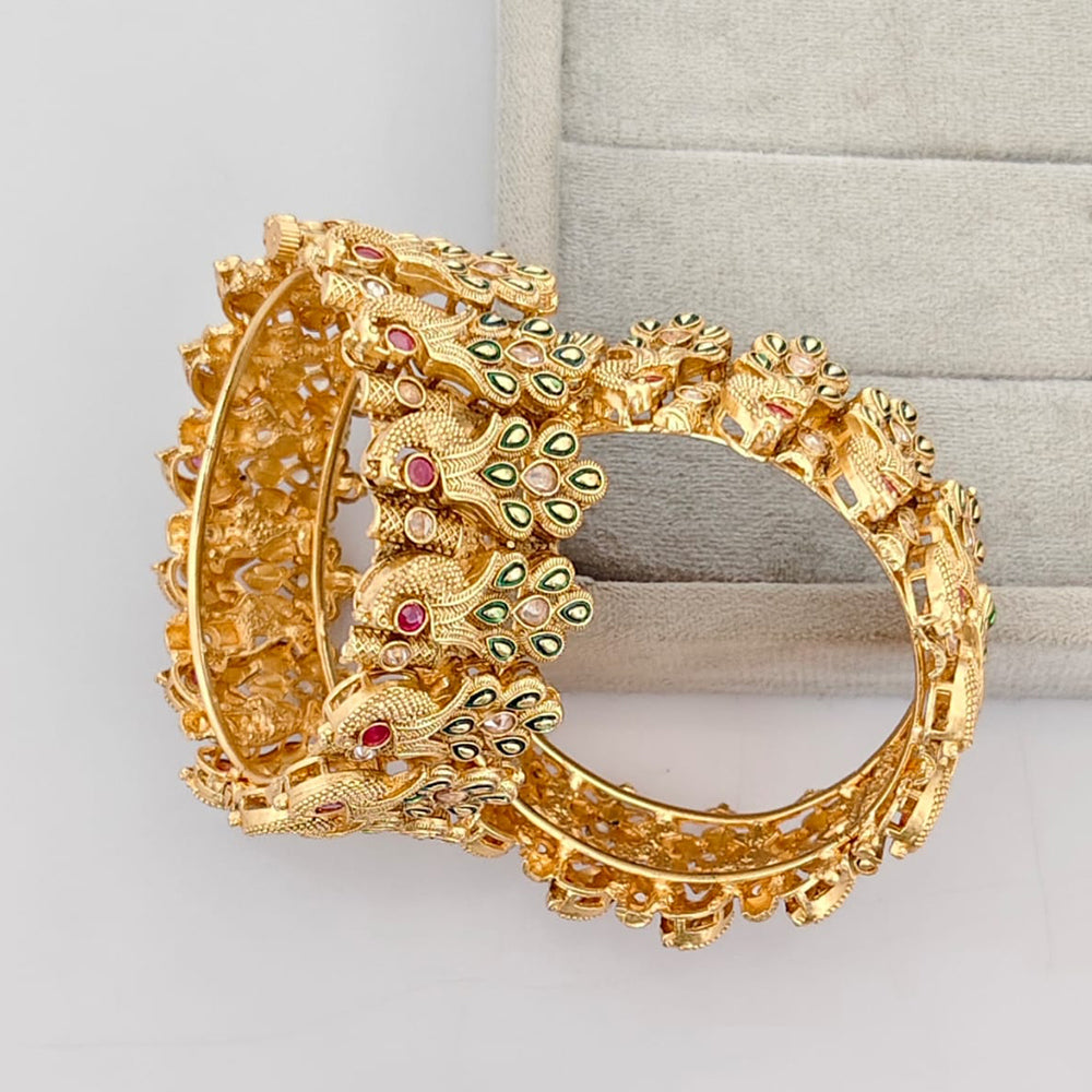 Rajwadi Collection Premium Pota Stone Openable Bangles Set