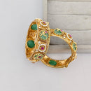Rajwadi Collection Premium Pota Stone And Pearl Openable Bangles Set